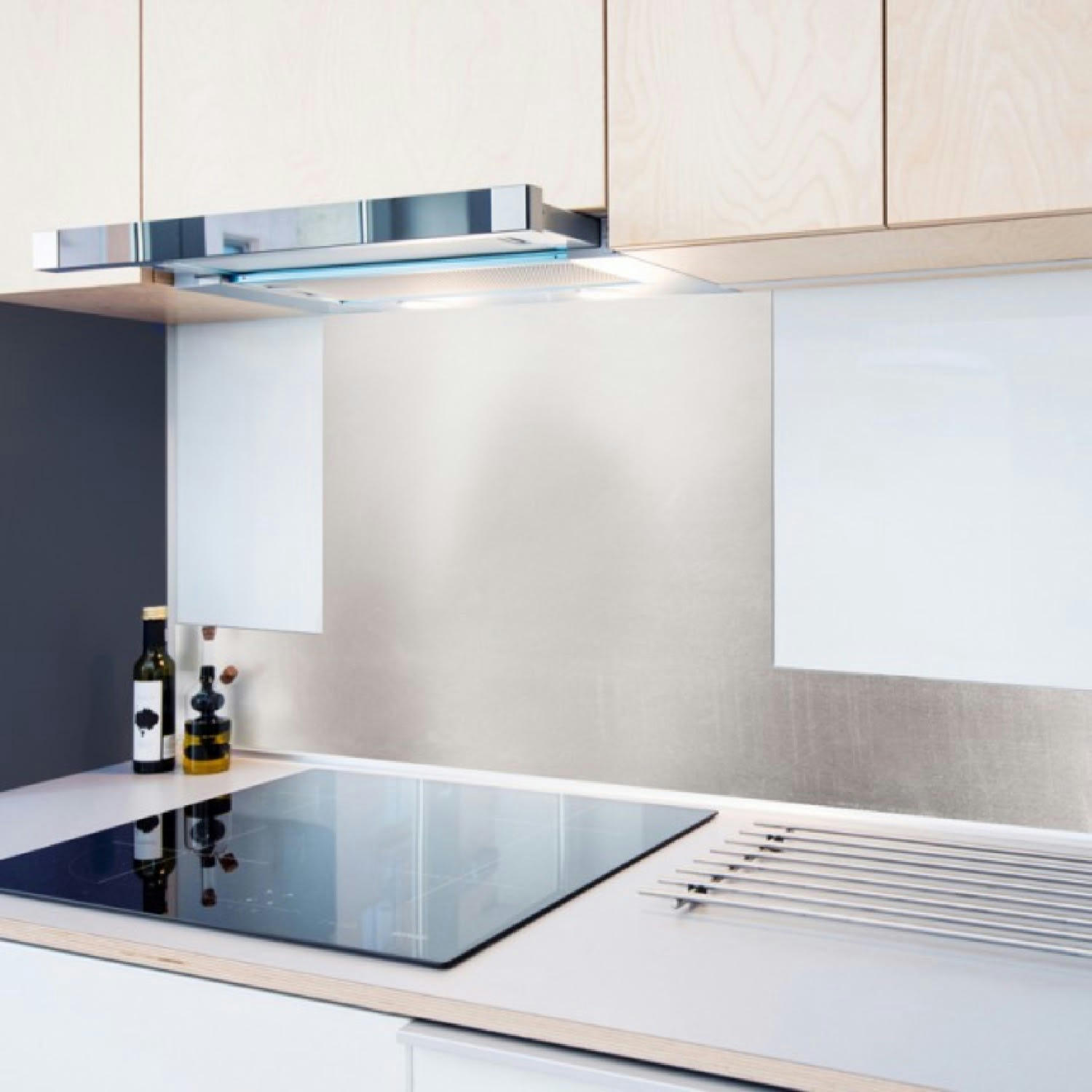 ALU BROSSE - Crédence cuisine Fond de hotte ALU L60xH70cm Gris Indus