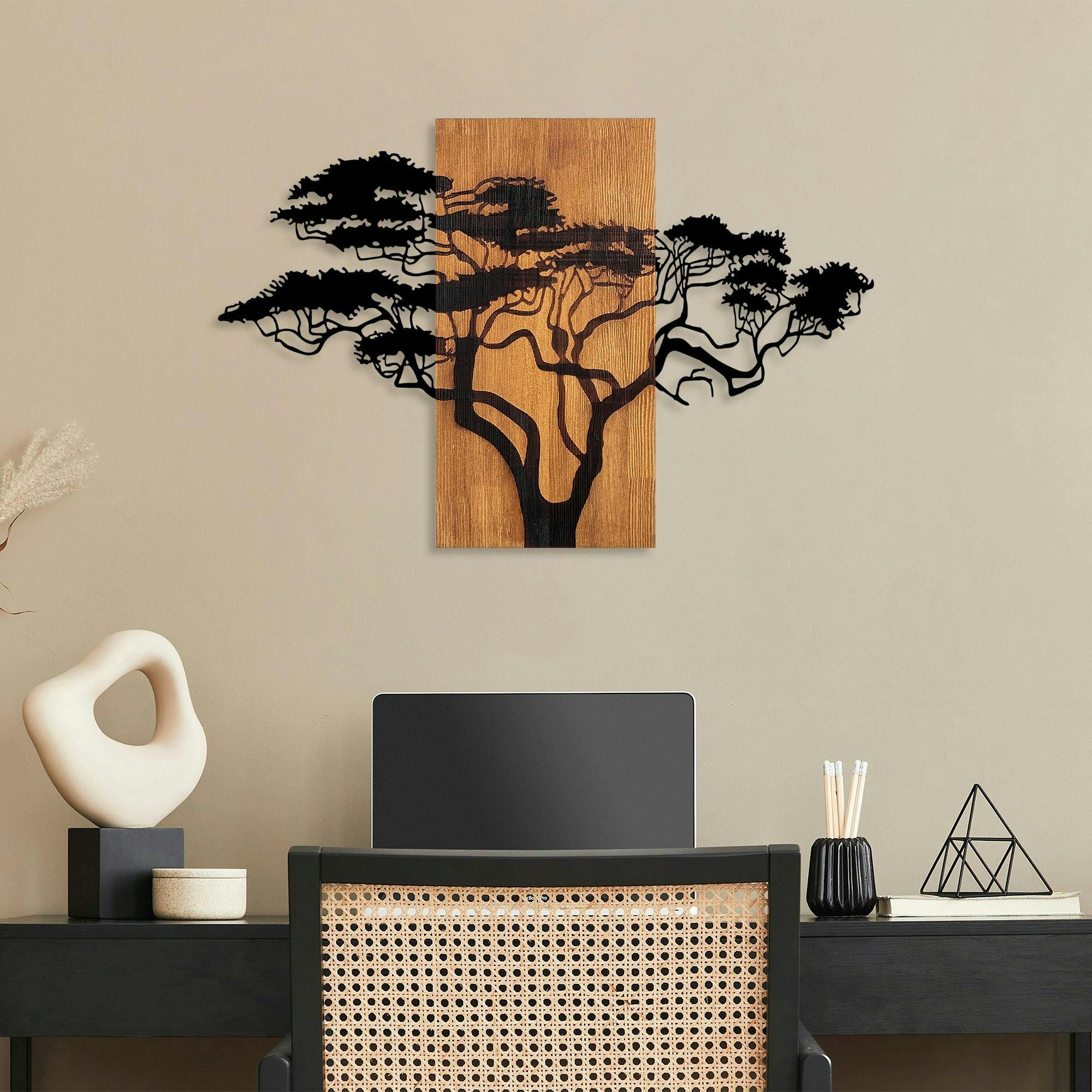 Décoration murale métal et bois – Acacia