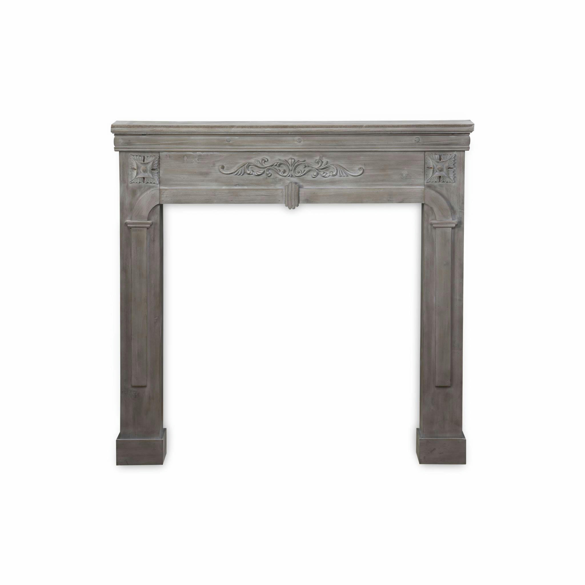 ROMANCE - Manteau de cheminée décor bois gris cérusé