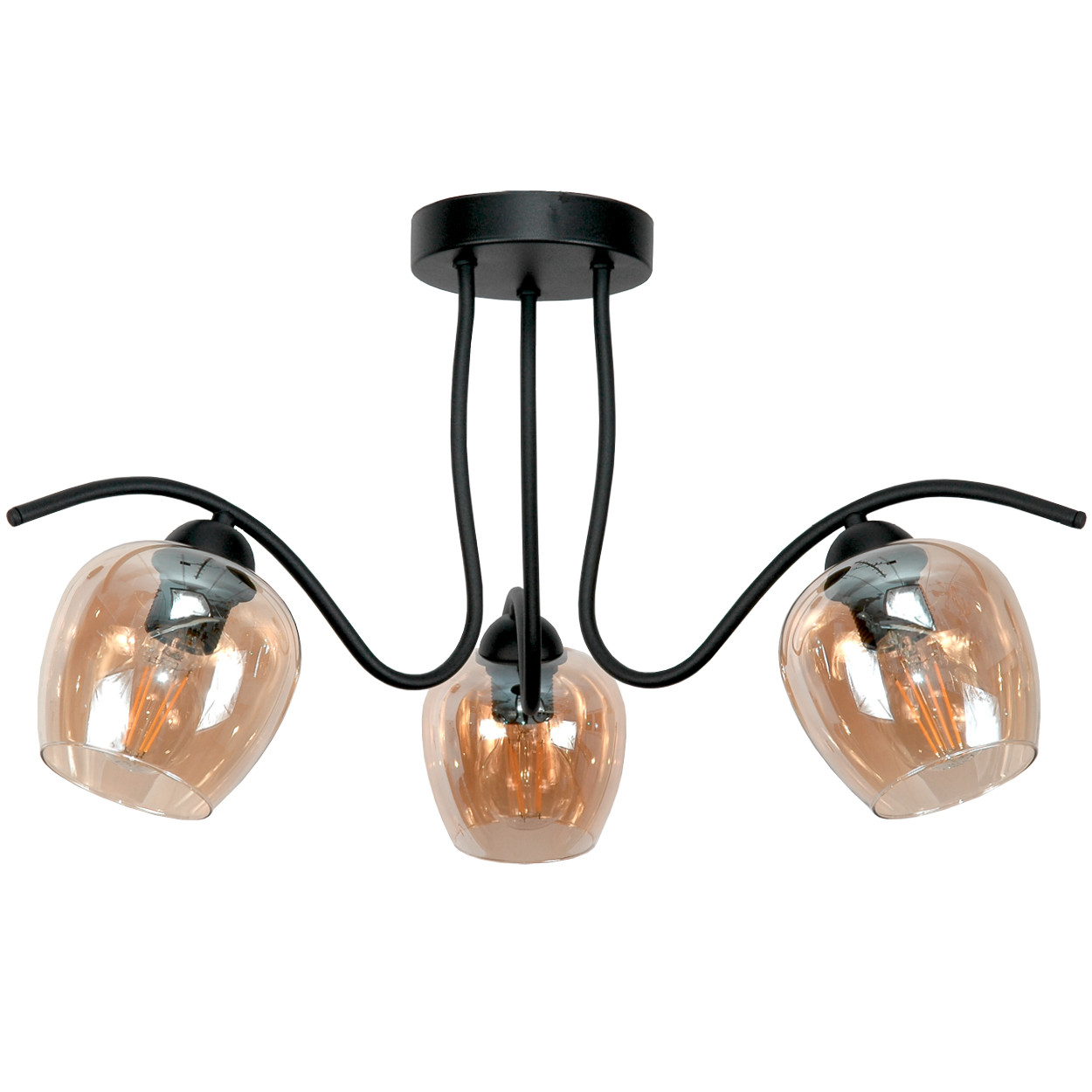 Lampa sufitowa EDYLIT czarna loft do kuchni 3xE27 RUFI AMBER 15-352