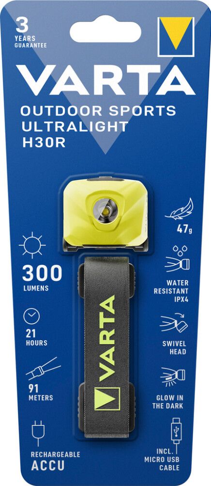 HODELYKT VARTA OUTDOOR SPORTS H30R ULTRALIGHT GRØNN