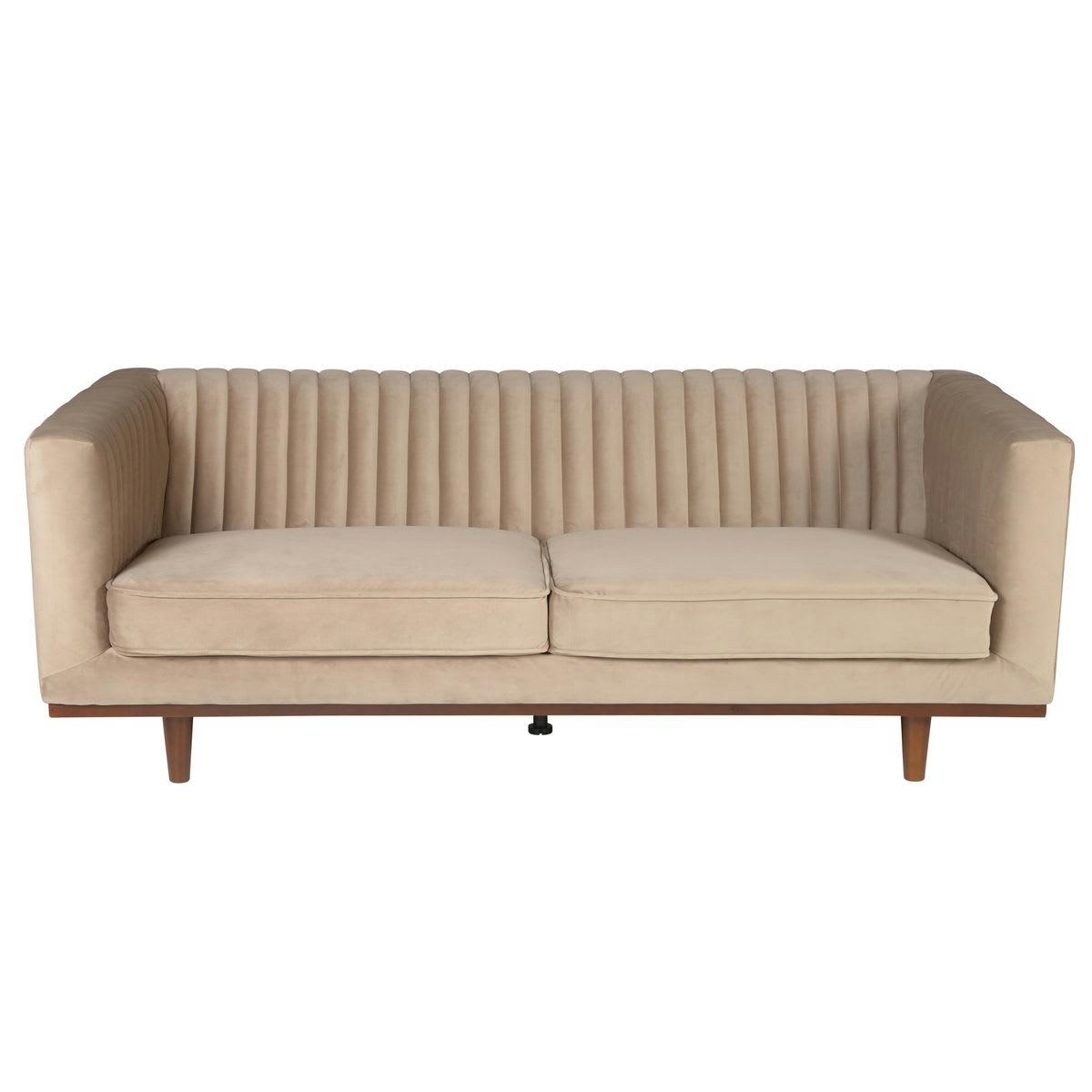 DANTE - Canapé velours 3 places beige vintage