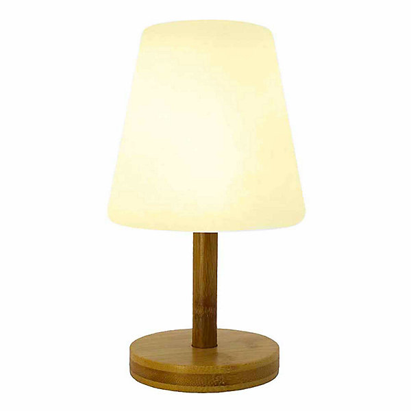 Lampe de table extérieur LED intégrée dimmable 1W Standy Lumisky bois mat L.16 x H. 25 x P.15.8 x ø 16 cm