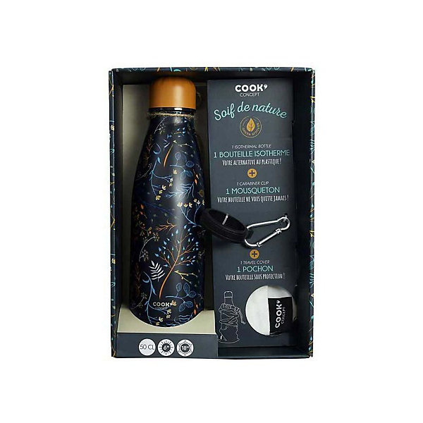 Coffret bouteille isotherme 50 cl avec mousqueton Nature