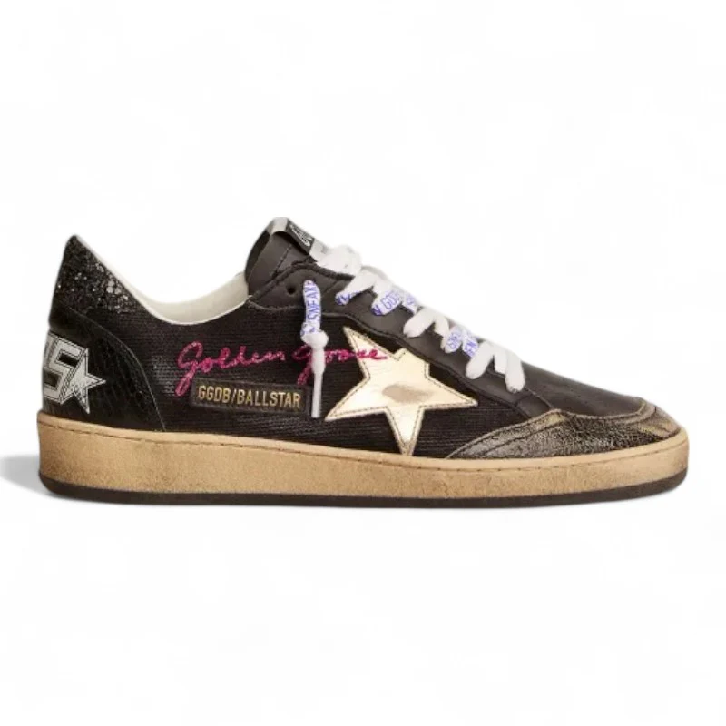 Black canvas Ball Star sneakers with platinum-colored star