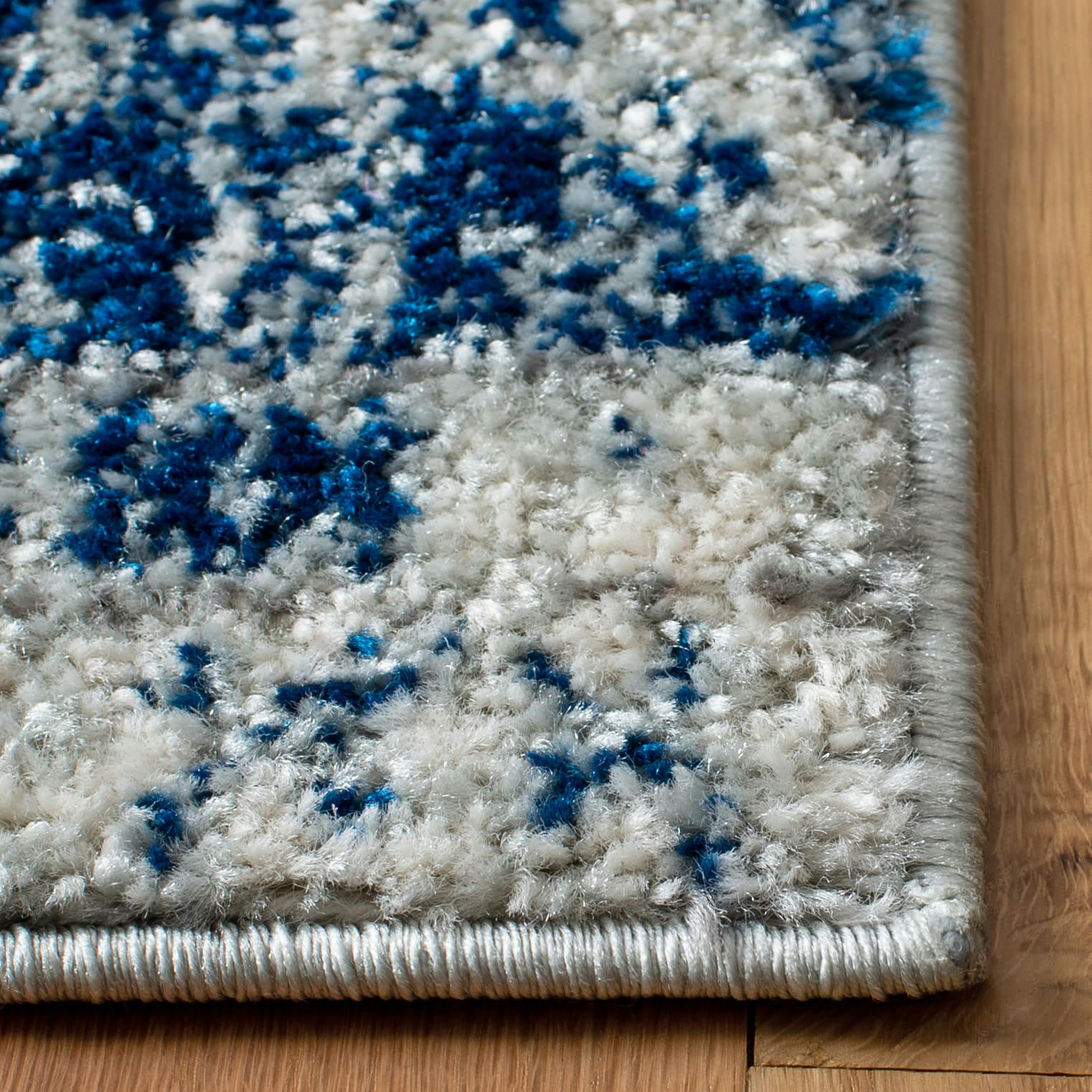 MADISON - Tapis de salon interieur en argent & bleu marine, 122 x 183 cm