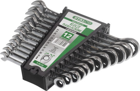 Klucze płasko-oczkowe z grzechotką 8 - 13 mm , 6 el. STALCO S-56146