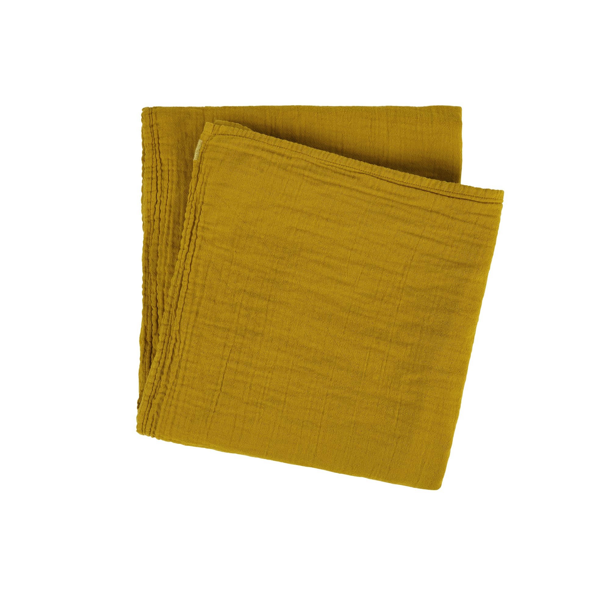 - Plaid en double gaze de coton 120x170 jaune safran