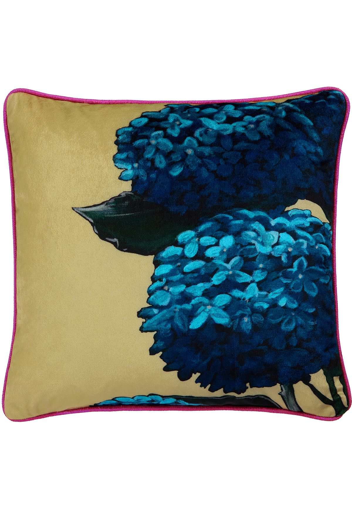 Laurence Llewelyn-Bowen Hiyah Hydrange' Hydrangea Blooms Print Velvet Filled Cushion