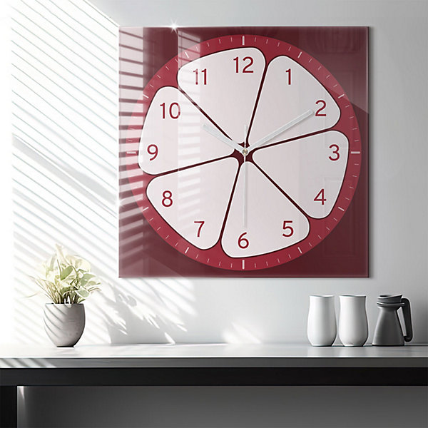 Horloge murale Wallfluent 60x60 cm Aiguilles blanches Fruit coupé 1 pcs