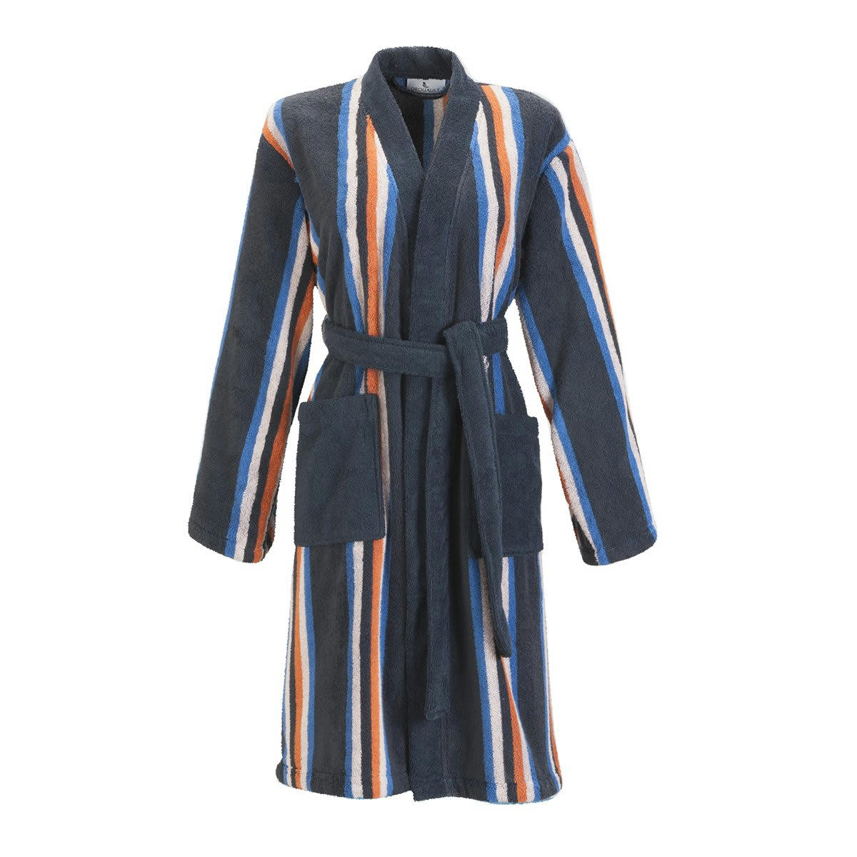 MILOS - Peignoir coton bleu foncé rayé s