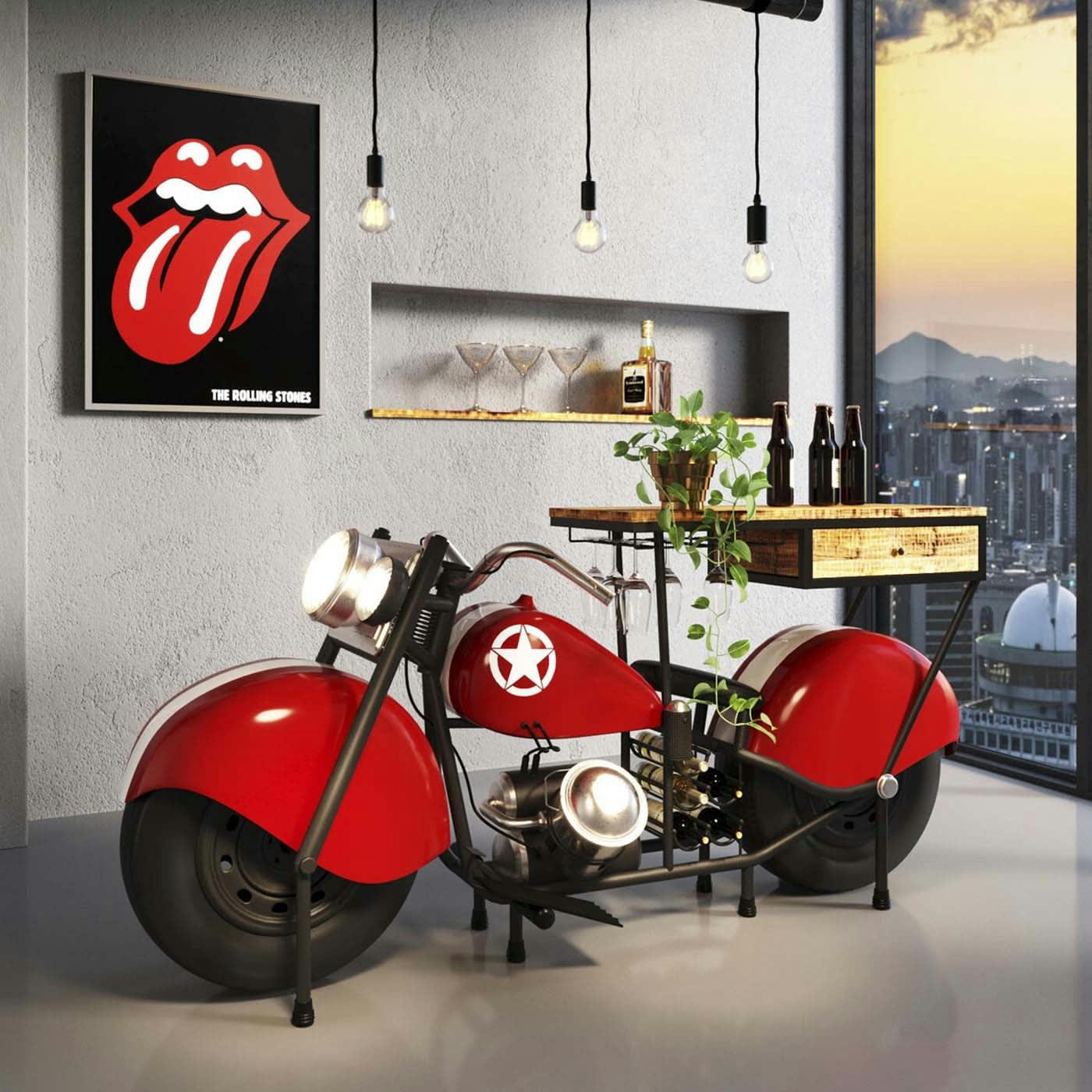 - Table de bar moto rouge Kare Design