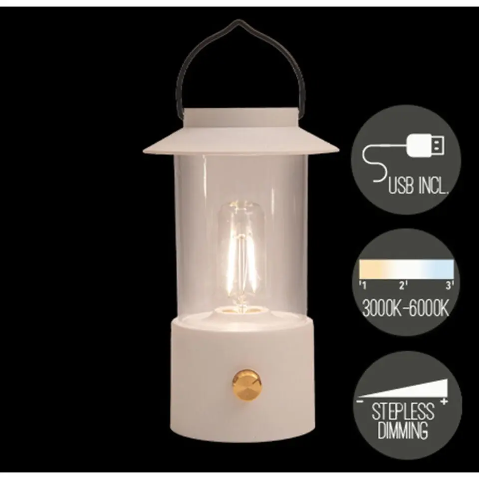 Anna Collection Camping tafellamp - wit - binnen en buiten