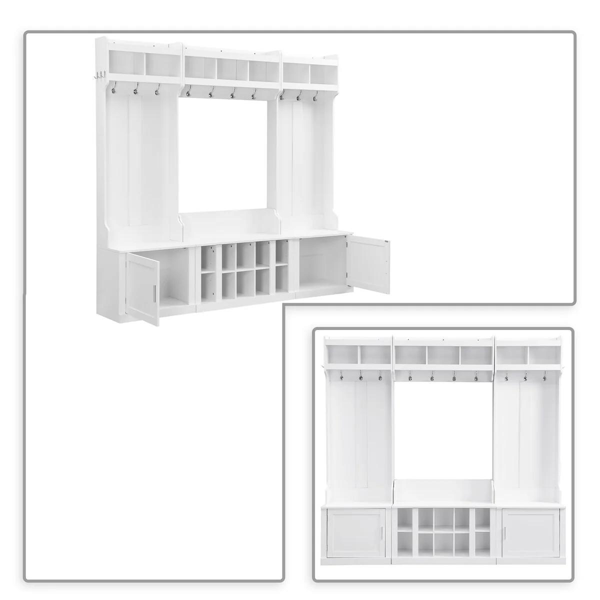 Minimalist 4-In-1 Freestanding Wooden Hall Tree with Multiple Storage Spaces