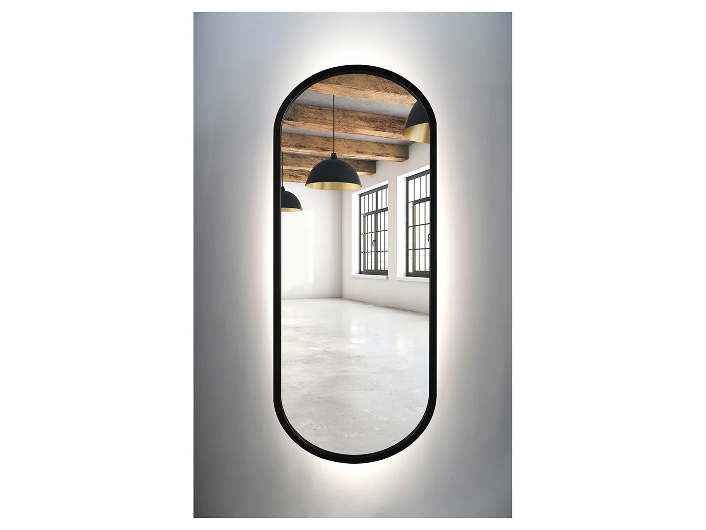 Lustro łazienkowe ścienne LED 35x100 cm bez włącznika czarne