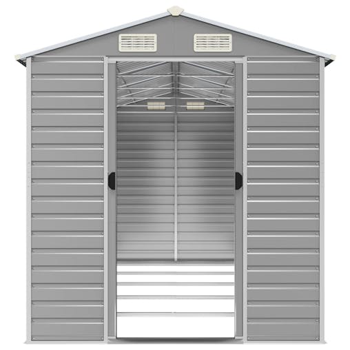 NNEVL Garden Shed Light Grey 191x470x198 cm Galvanised Steel