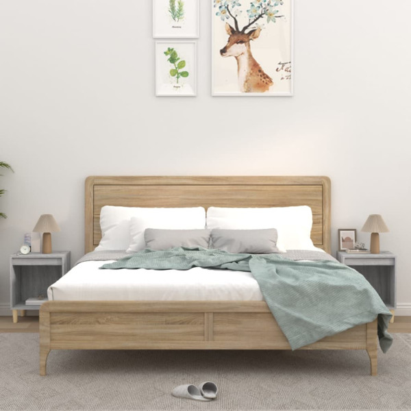 2x Szafka Nocna Stolik Komoda Szara Do Sypialni Pokoju Salonu 40x35x50 cm