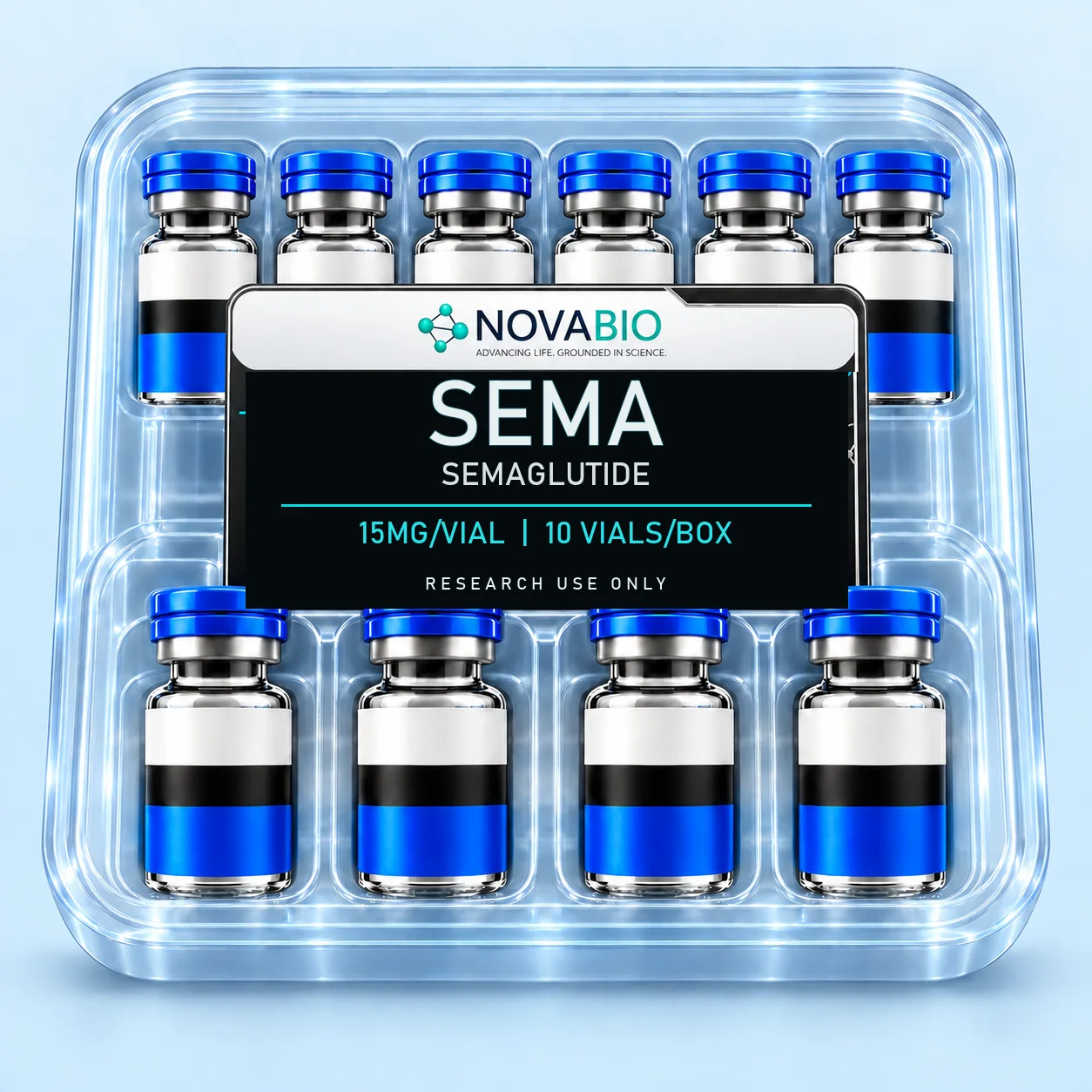 NOVABIO Semaglutide (Sema) 15MG per vial, 10 VIALS research product