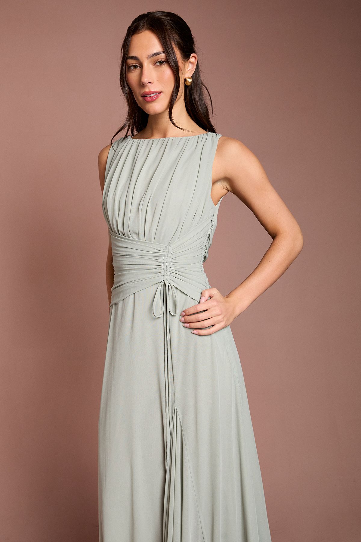 Coast Soft Mesh Cinched Waist Bridesmaid Dress