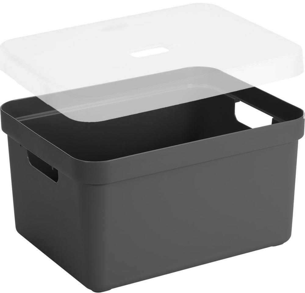 - Boite de rangement avec couvercle transparent sigma home box 32 l gris