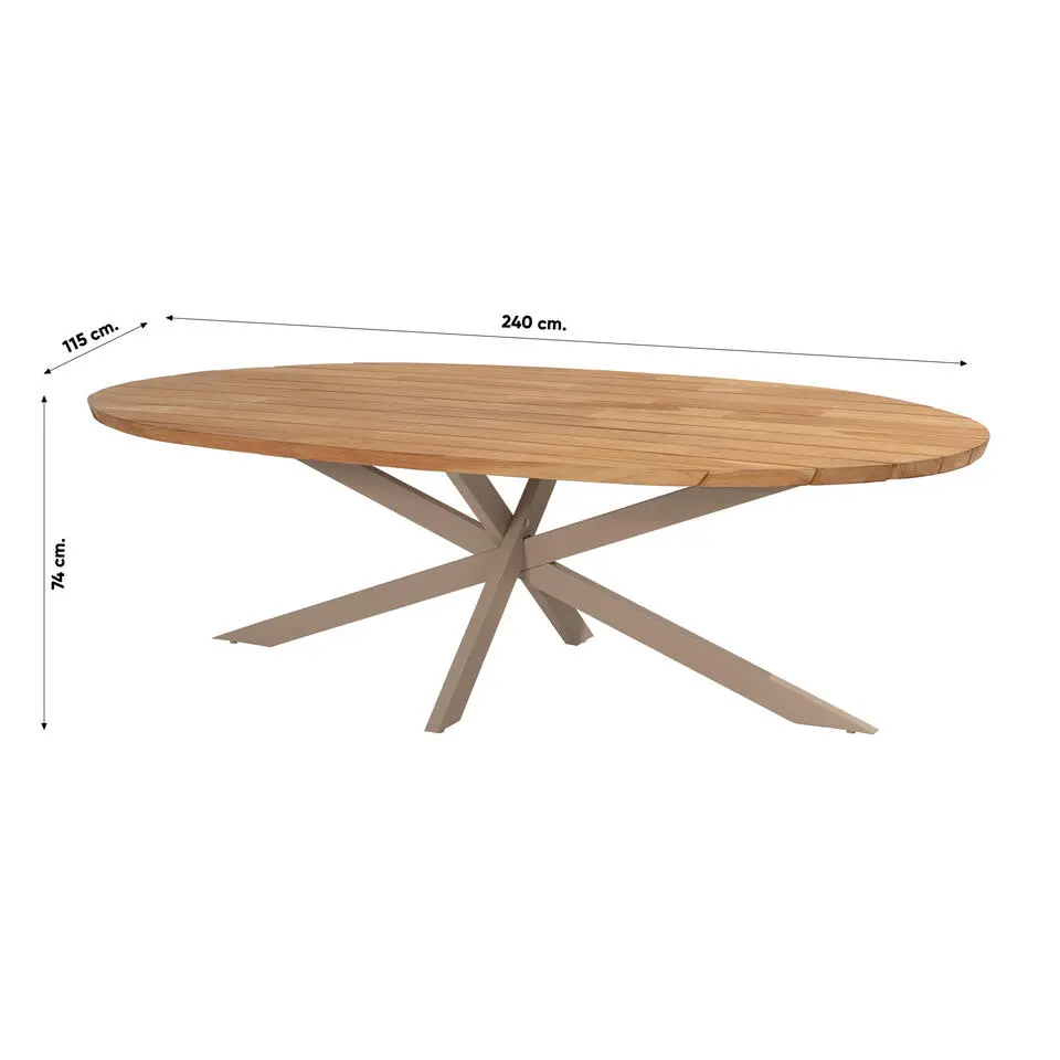 Taste Prado ovale tuintafel 240x115 cm - teak/latte