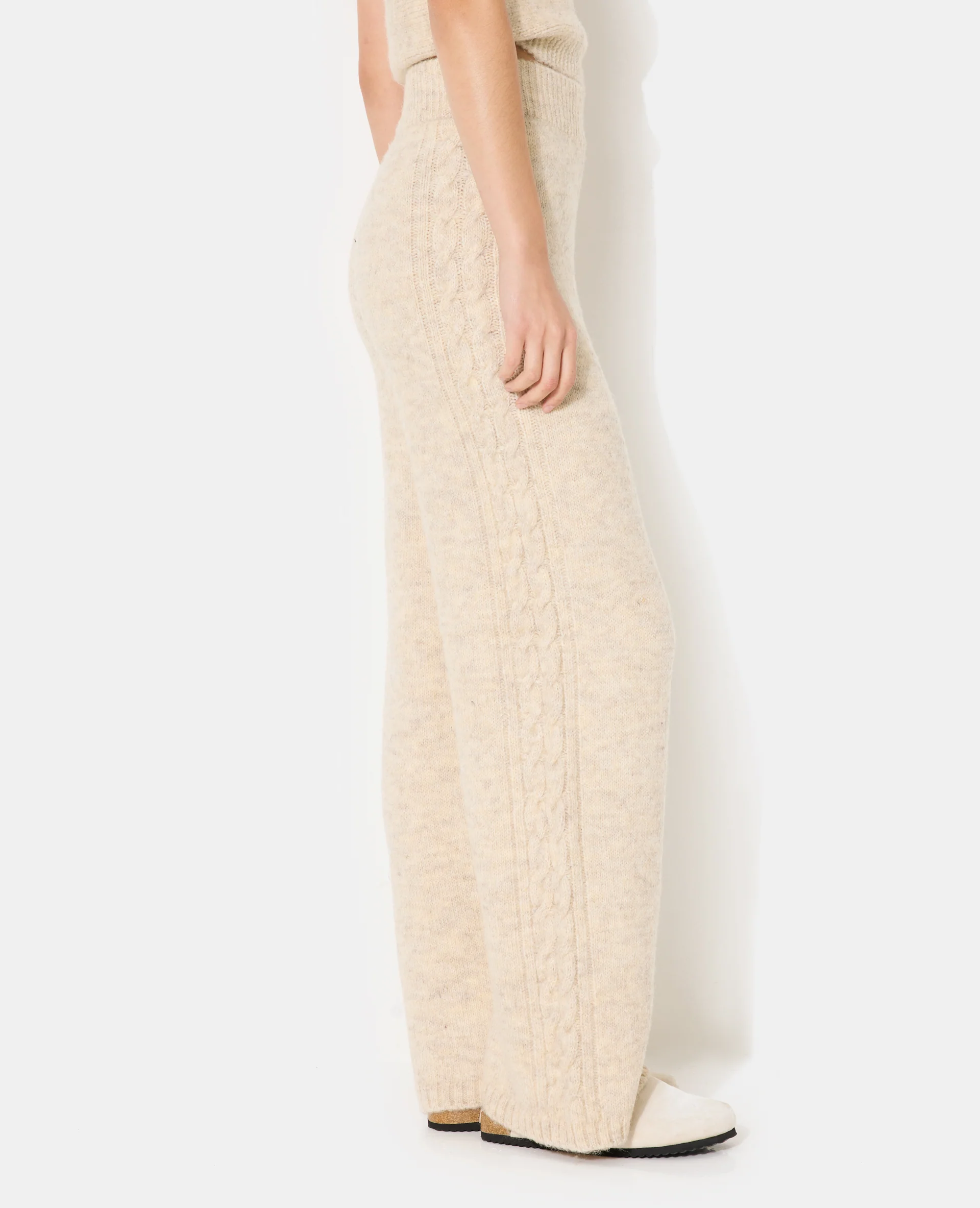 Pantalon droit en maille fantaisie