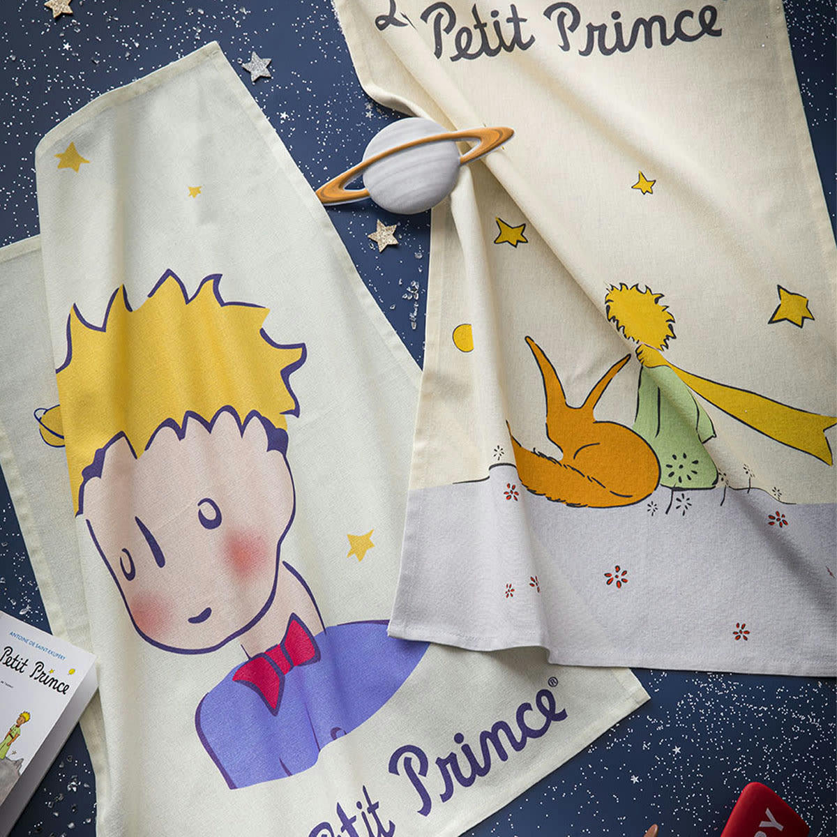LE PETIT PRINCE - Torchon en coton beige 50x75