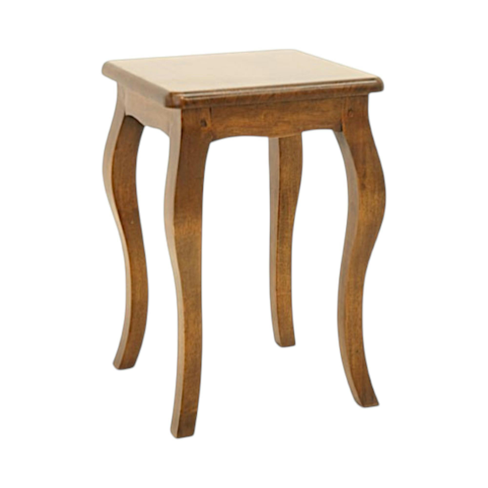 Tabouret / Table de chevet Hévéa pieds galbés 30x30x45cm TRADITION