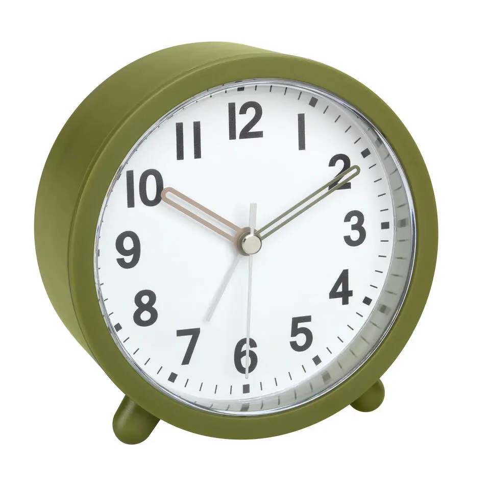 TFA wekker - alarmklok - olijf groen - 11 x 11 cm - kunststof
