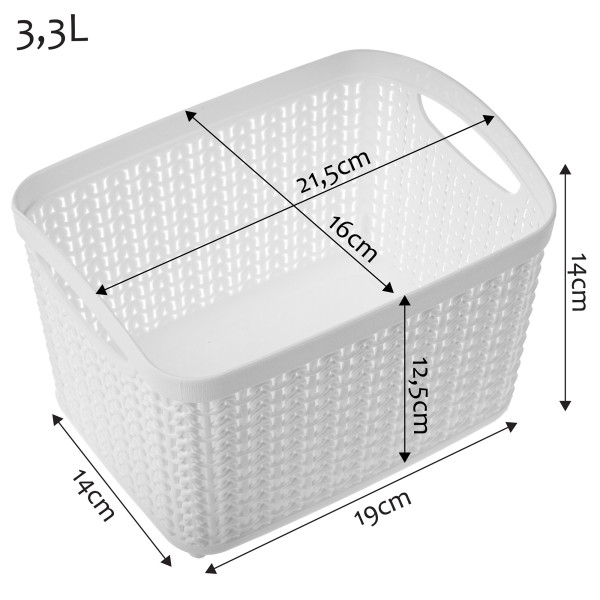 Koszyk Kosz Pojemnik Biały 3,3L Organizer Pudełko