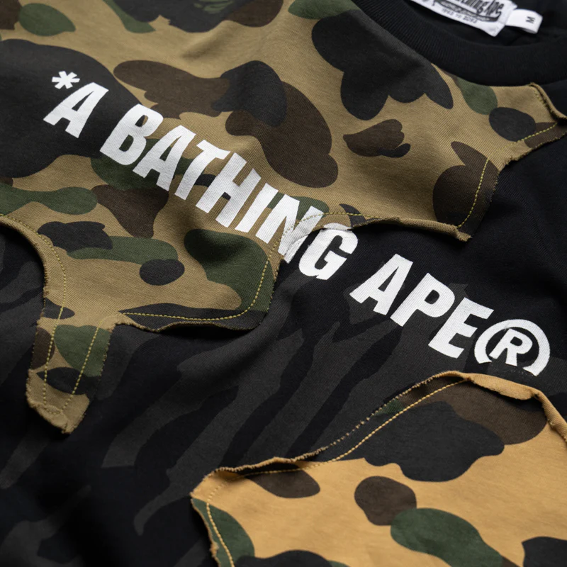 A Bathing Ape 1st Camo Upcycled Logo Tee - Black