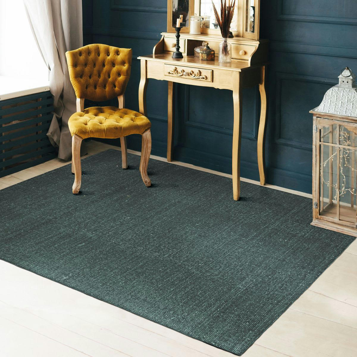 NUDE - Tapis en laine et coton vert foncé 120x170