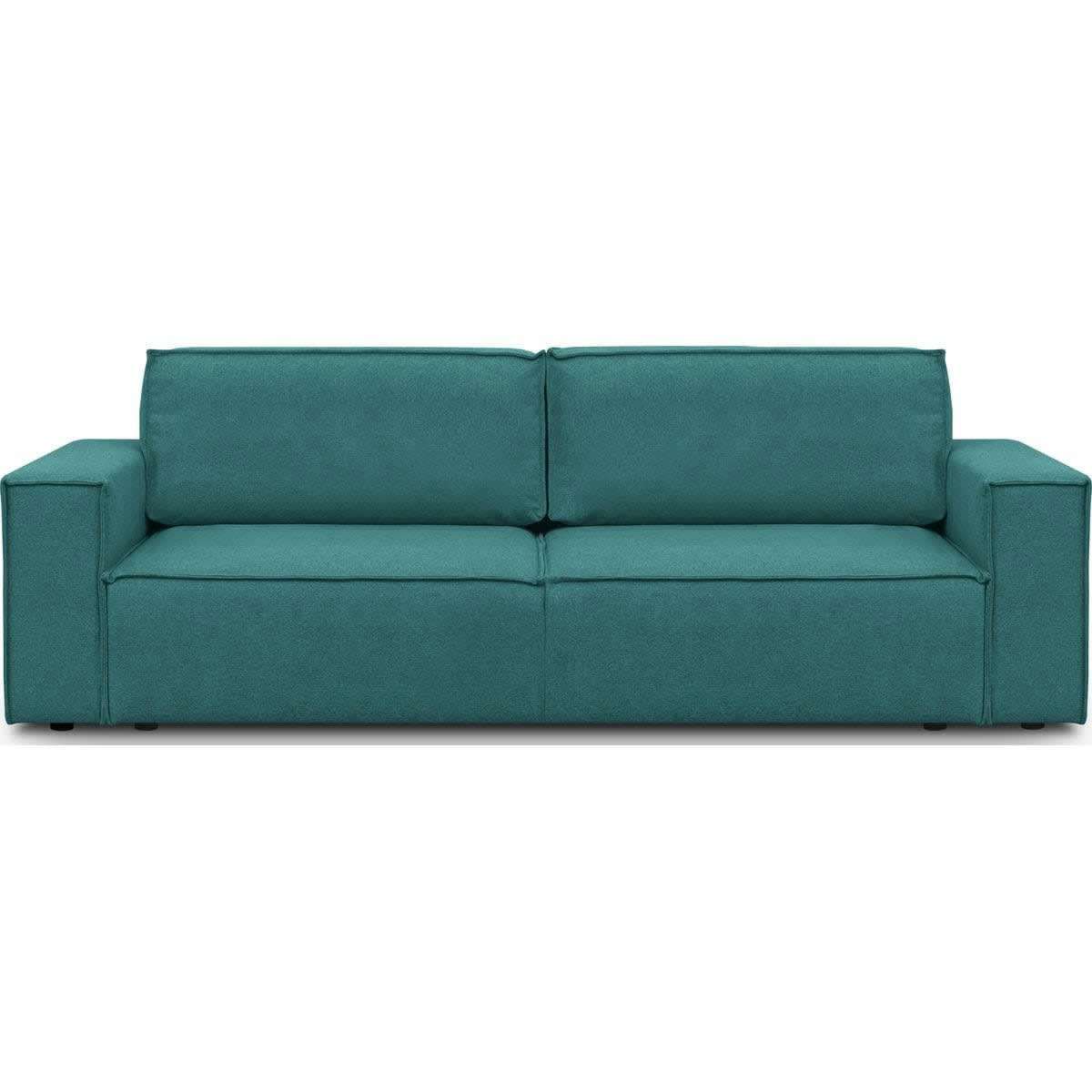 HARPER NEW - Canapé 3 places convertible + coffre en tissu bleu canard