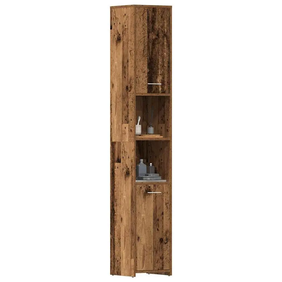 vidaXL - Kolomkast met 2 deuren 2 vakken - Zwart eiken - Hout - 30x30x183.5 cm