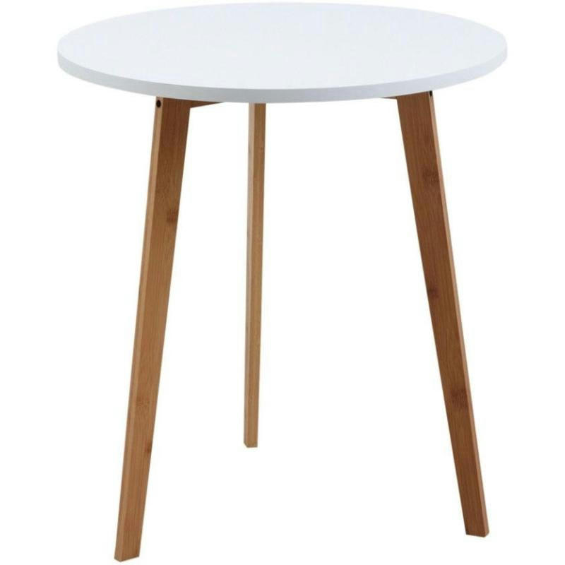 - Table d'appoint ronde en bois et mdf laqué blanc