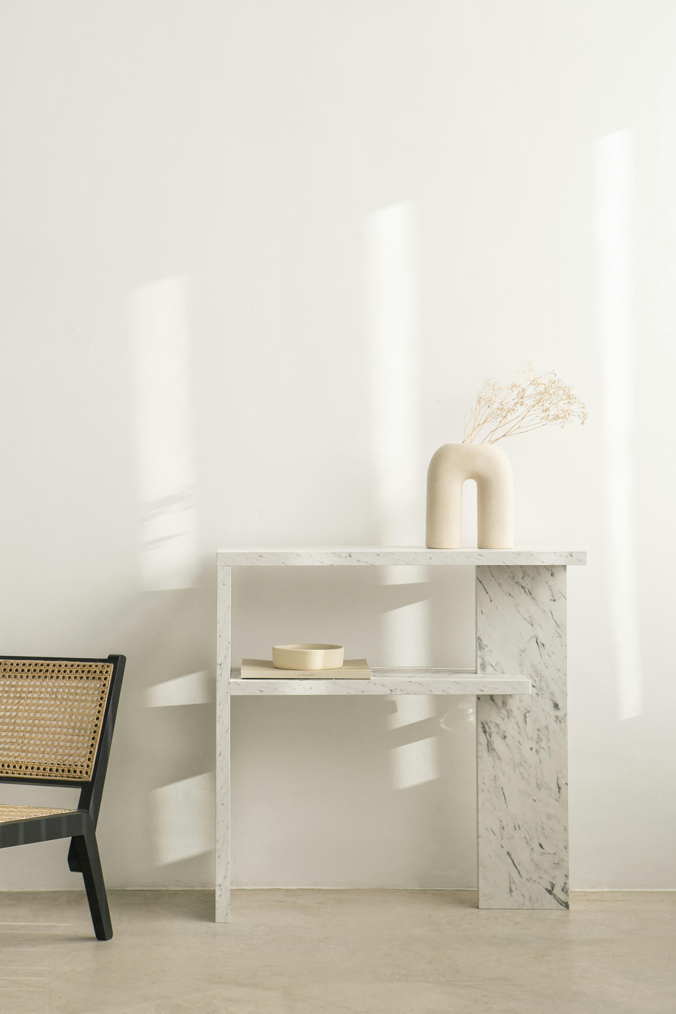 DANTE - Console étagère effet marbre blanc 80cm