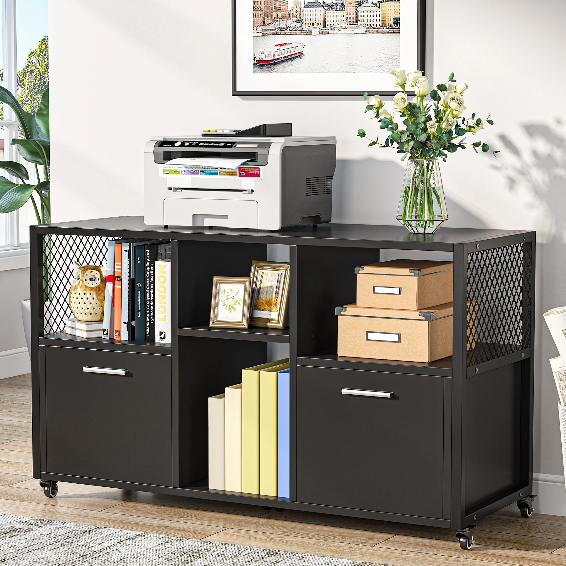 Modern File Cabinet Mobile Lateral Filing Cabinet for Home Office