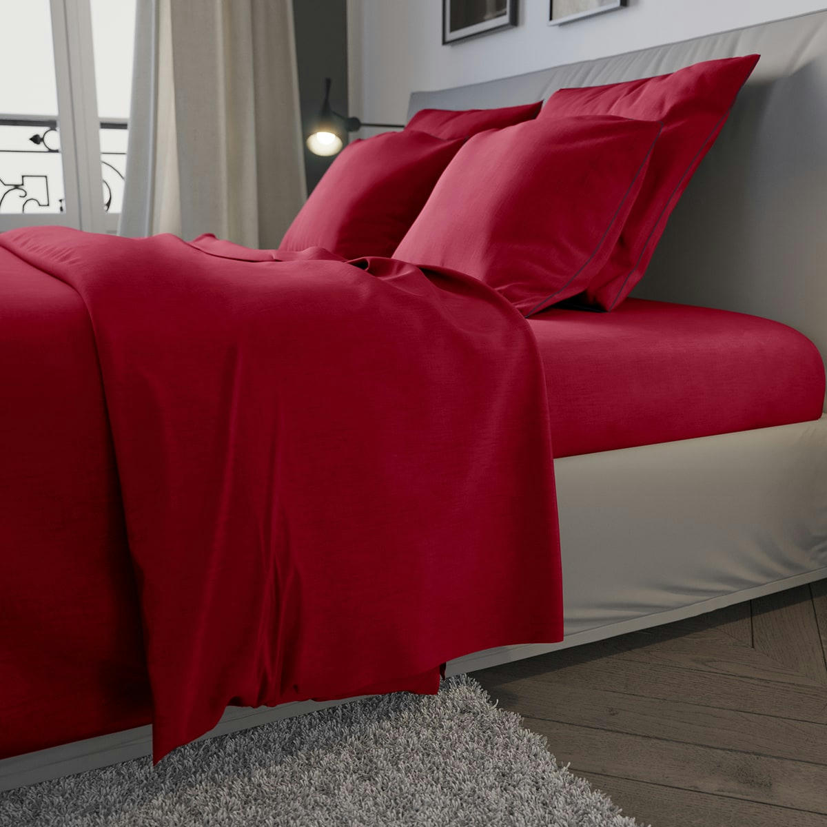 CONFORT - Housse de couette   Jersey Coloris Ruby 200x200 cm - DODO