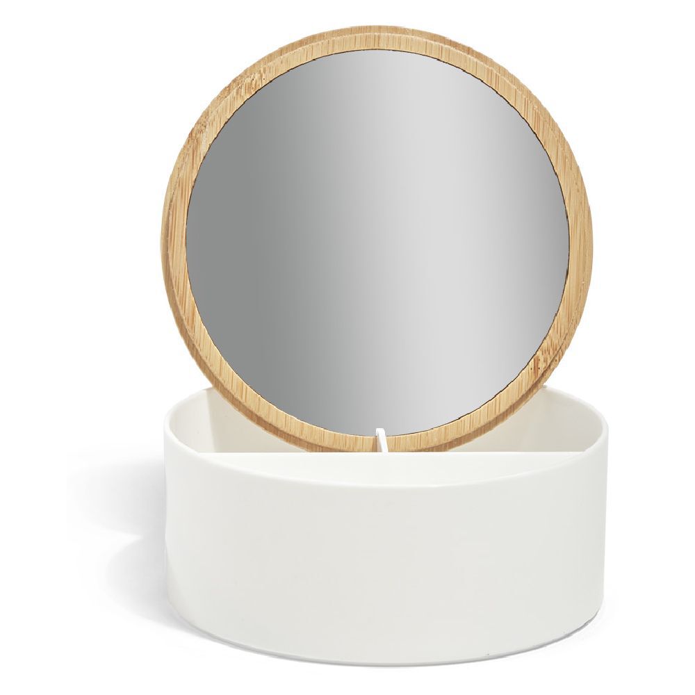 BoÎte à bijoux ronde avec miroir Ø14xH6,5cm