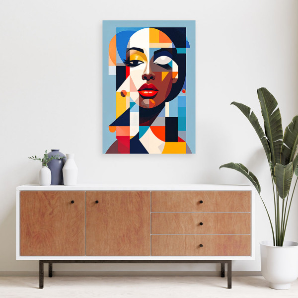 Obraz do salonu sypialni, Portret Kobiety w stylu Bauhaus 20x30
