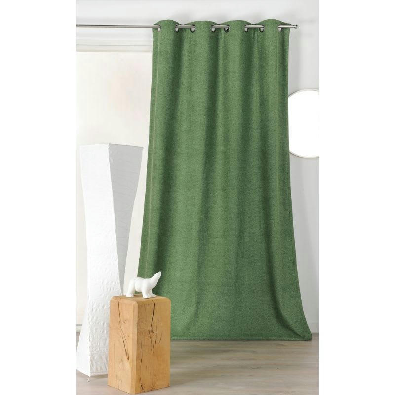 - Rideau obscurcissant aspect laine chinée polyester vert 250 x 140