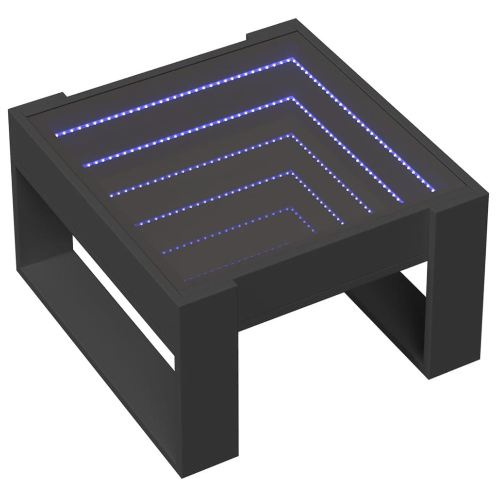 Stolik Kawowy Ława Stół Czarny 50x53x30 Oświetlenie Led Do Salonu Do Pokoju