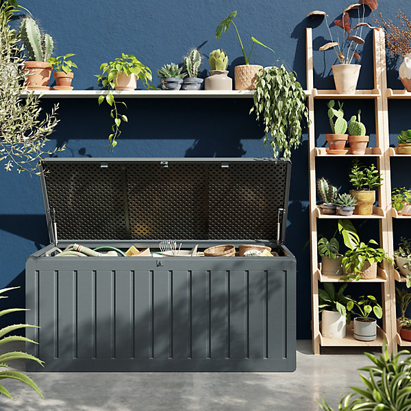 Coffre de rangement résine Catria gris granit 490L