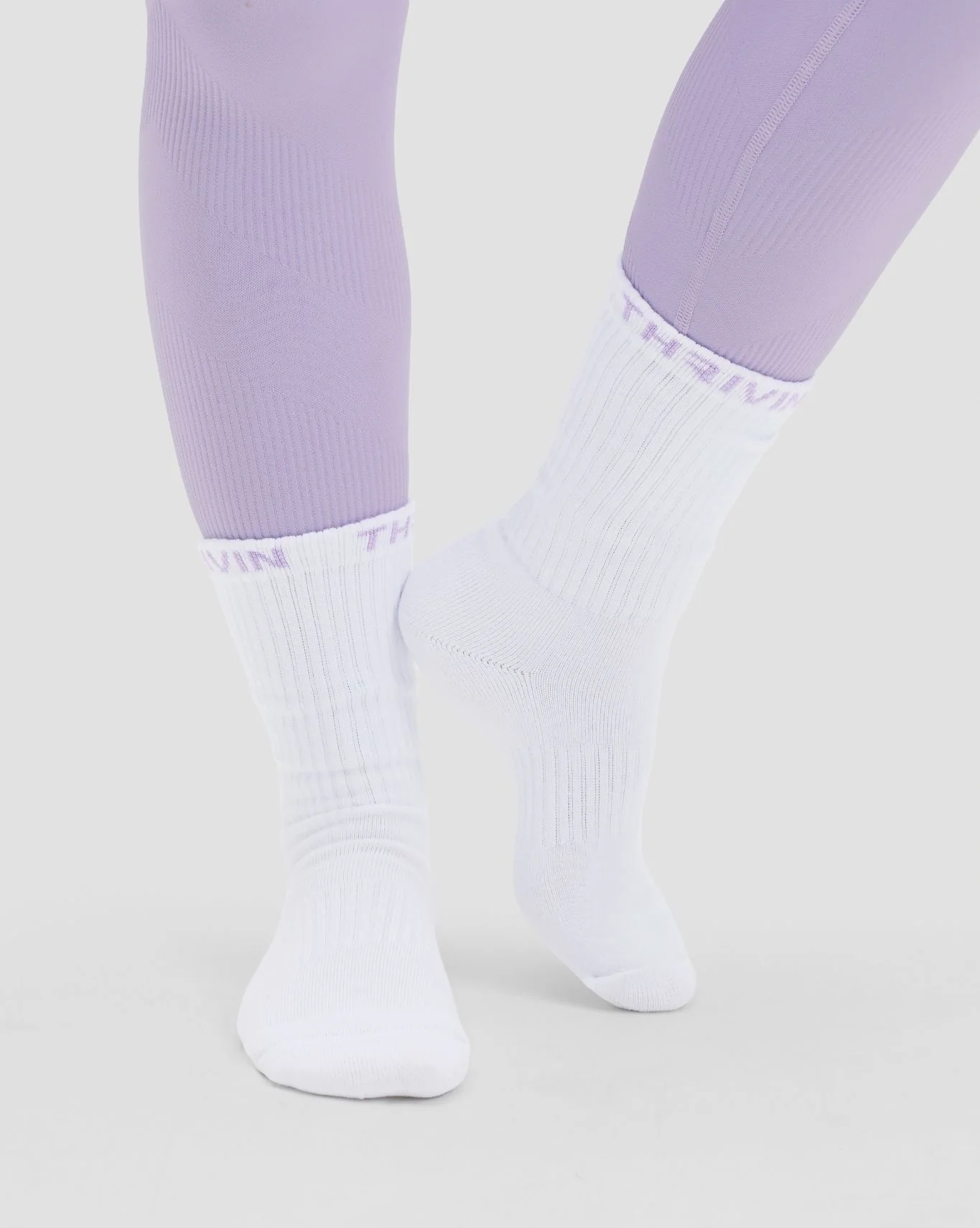 THRIVIN Long Crew Socks | Lilac