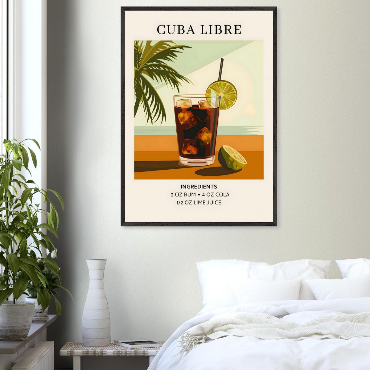 Artfulprints Poster Cuba Libre cocktail - Ingrediënten  - 70x100 cm - Bruin