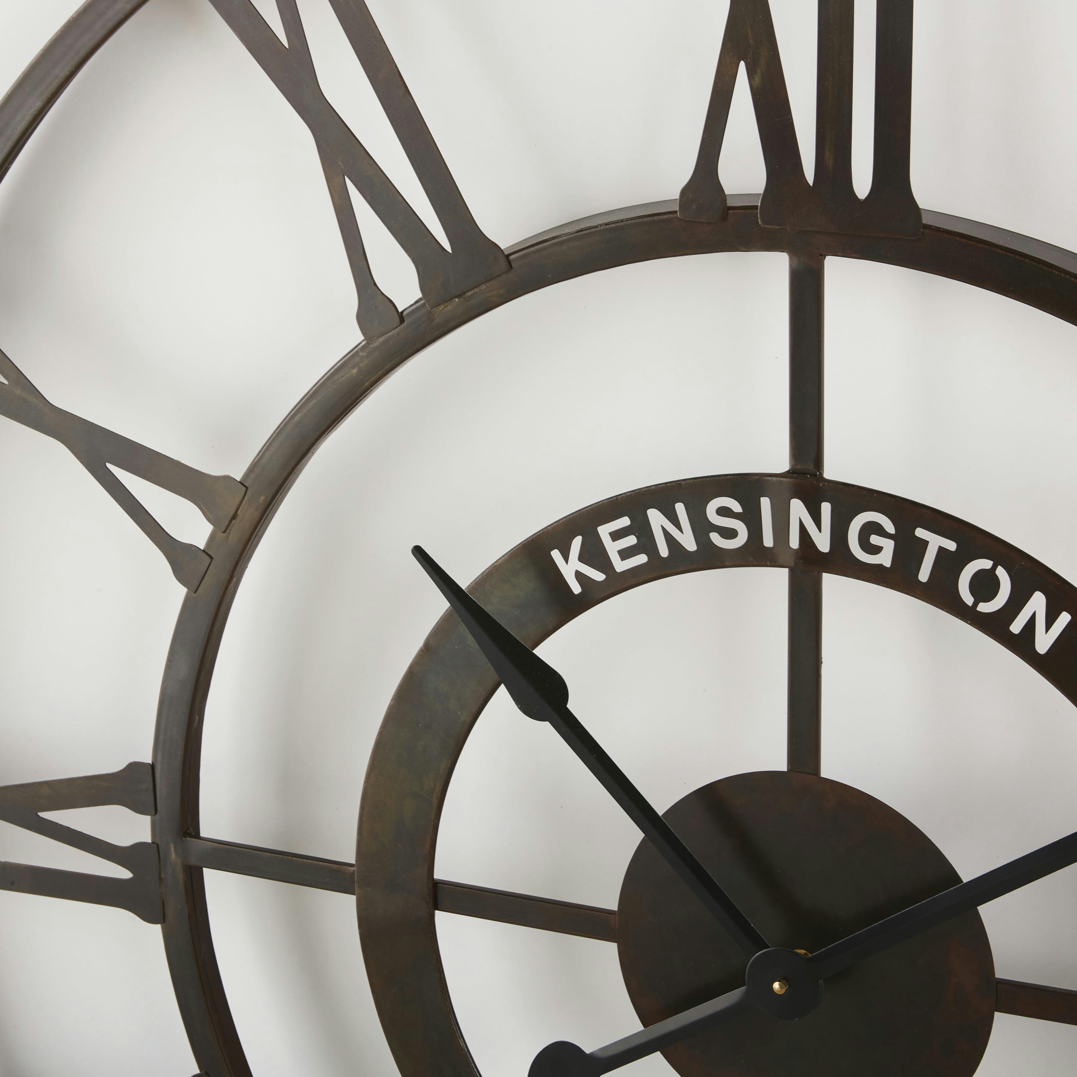 KENSINGTON - Horloge murale industrielle lumineuse en métal marron D110
