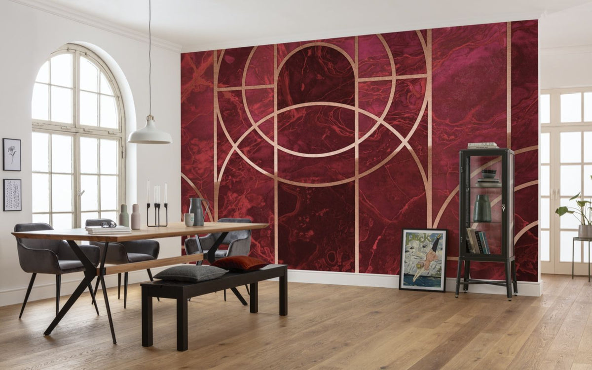 Sanders & Sanders fotobehang grafisch donker rood - 400 x 280 cm - 612071