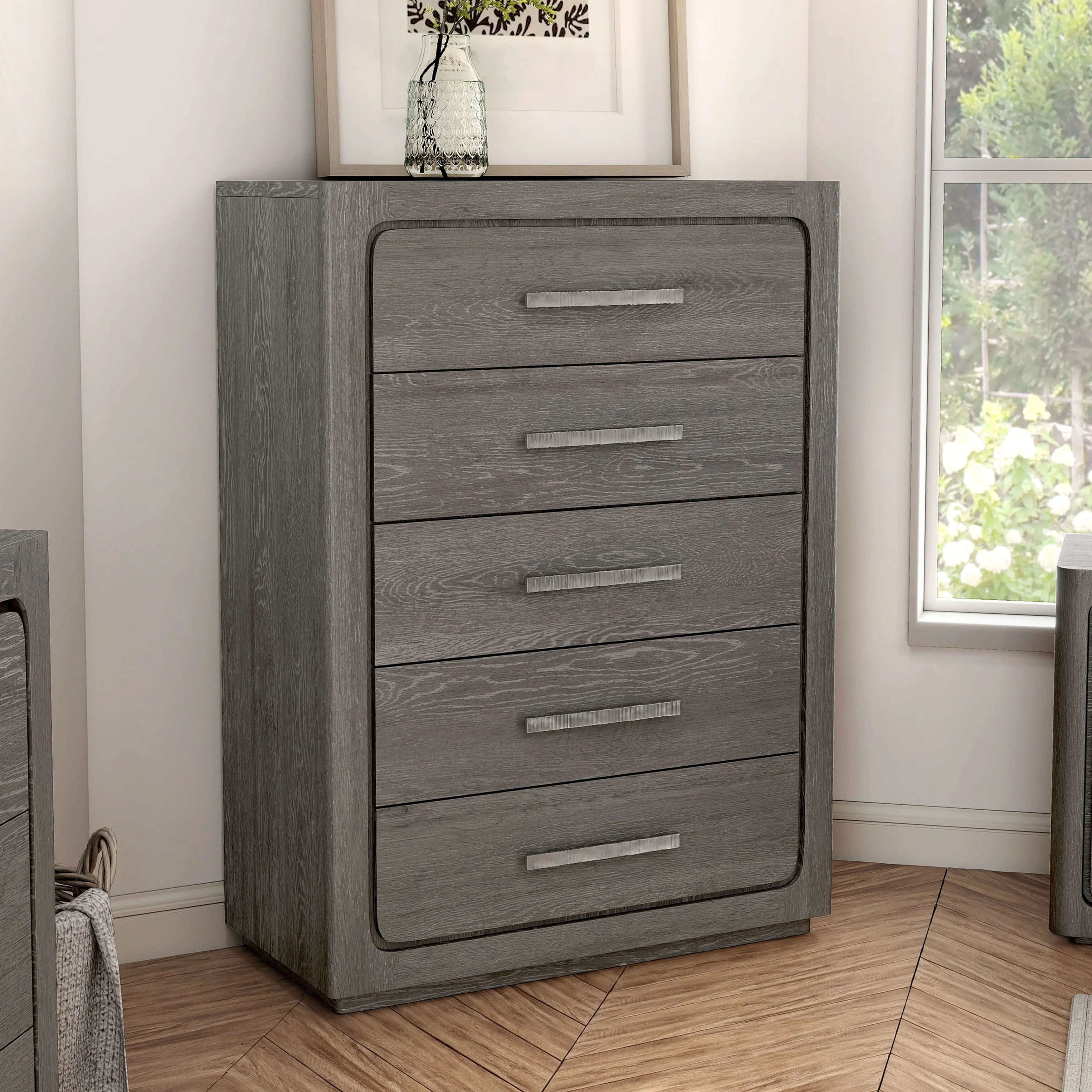 Furniture of America Sorelle Modern Solid Wood 5-Drawer Storage Chest