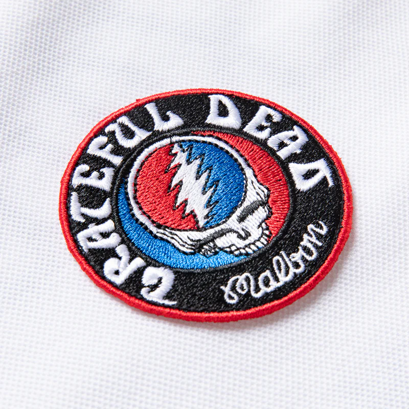 Malbon Golf x Grateful Dead Stealie L/S Polo - White