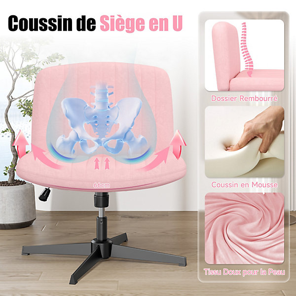 Chaise de Bureau Sans Accoudoirs, Fauteuil en Velours Design Moderne pour Bureau et Chambre